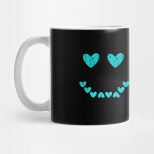 Smiling face heart blue Mug